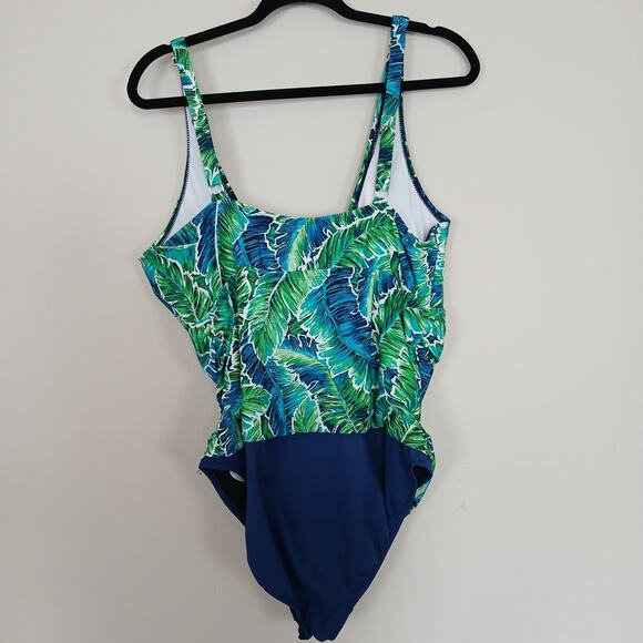 Chaps One Piece Swimsuit Women 22W Tropical Vacation Resort Island Coastal Beach - Picture 10 of 14